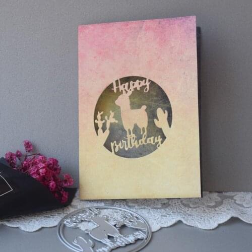 Cutting Dies New Arrival Circle Frame Deer Background Happy Birthday Stencil DIY Scrapbooking Album Paper Card Metal Craft