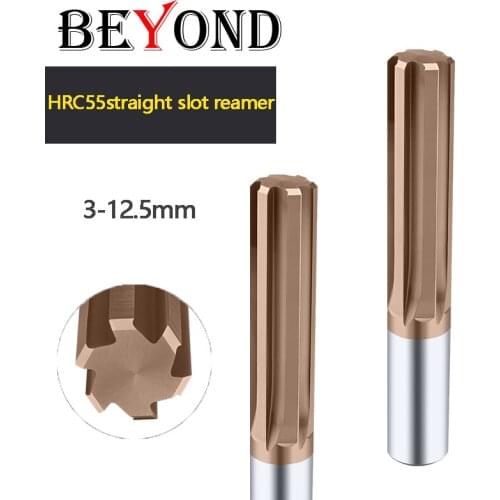 BEYOND Solid Carbide Machine Reamer Tungsten Steel Straight Slot Coated Straight Shank Cutter 6 Flutes H7 3-12.5mm