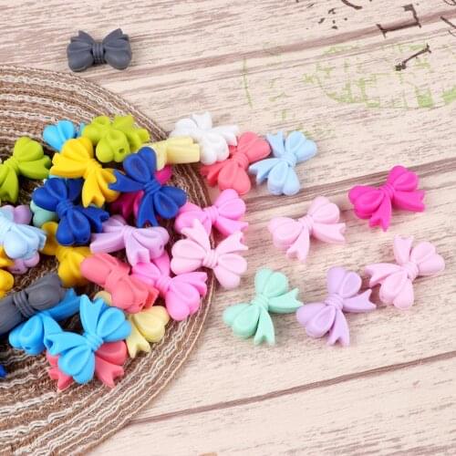 TYRY.HU 5pc Mini Silicone Beads Bow Tie Shaped Food Grade For Accessories Necklace DIY Baby Teething Beads Safe Toys BPA Free