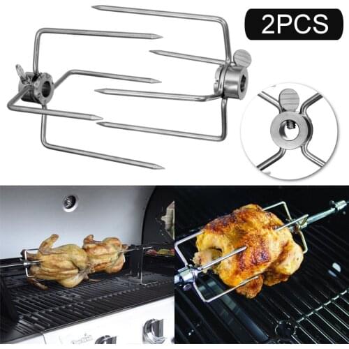 Barbecue barbecue fork 2pcs/set of stainless steel chicken fork barbecue accessories barbecue tools outdoor charcoal grill