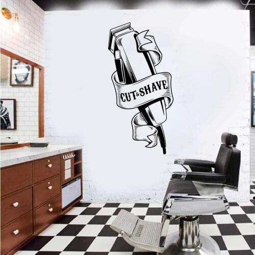 Large Barber Shop Cut Shave Salon Wall Sticker Barbershop Hair Hairstylist Man Wall Decal Vinyl Decor