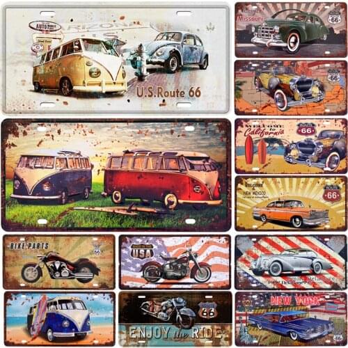 Vintage Bus Motorcycle Car Metal License Plate Tin Sign Bar Pub Garage Home Decor Metal Sign Metal Painting 20x30cm