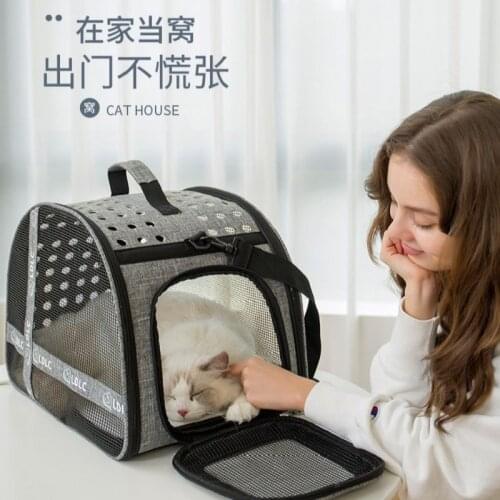 4 Colors Pet Cat Carrier Bag Breathable Outdoor Travel Handbag Portable Fold-able Pet Cat Dog Bag with Locking Safety Zippers