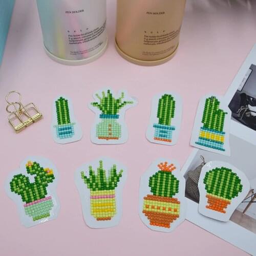 High Quality DIY Diamond Embroidery Cactus Diamond Painting Full Drill Children Toys Round Diamond Sticker for Cup Book Decorats