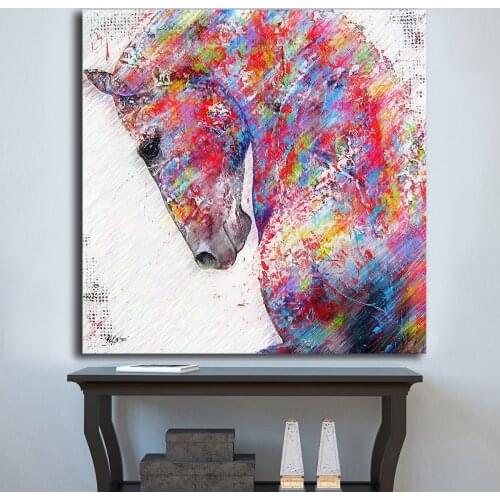 Wxkoil Oil Painting Pop Art HD Horse art Head Wall Decor Painted Wall Art Canvas Printed Living Room Painting Wall Art Pictures