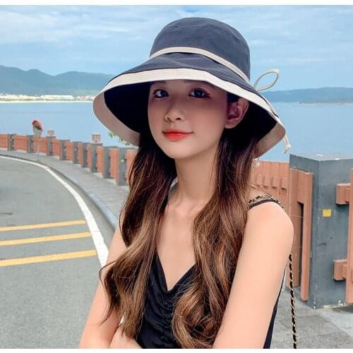 Women Sun Hat Fashionable Wide Brim Fold Bucket Cap Fedoras Beach Wedding Summer Solid Color Floppy Sun Hats Rope Lady Panama