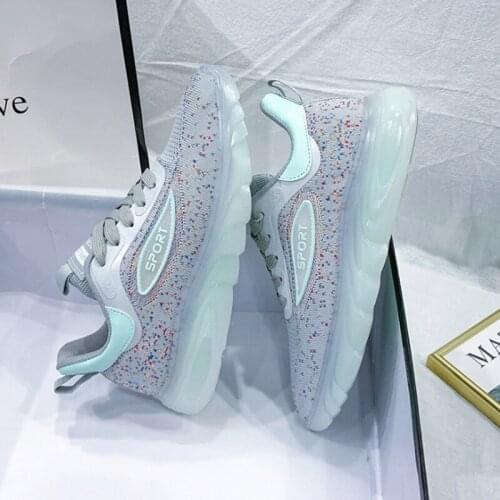 2021Women Sneakers Fashion Casual Shoes Platform Fly Weave Women Shoes Luminous Light Off White Comfortable Shoes