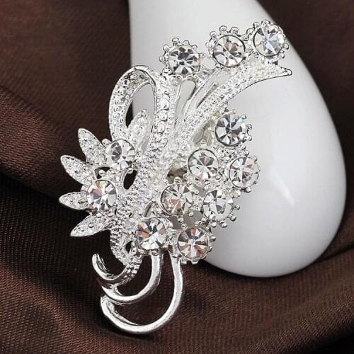 Women Fashion Accessories Elegant Delicate Rhinestone Trend Plated Flower Brooches Collar Pins Sweater Decoration YBRH-0217
