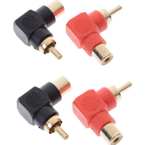 1/2 Pcs 90 Degree RCA Right Angle Connector Plug Adapters Male To Female M/F 90 Degree Elbow Audio Adapter