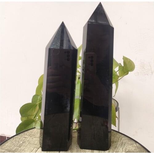 1pcs 1.2-1.4kgs 20-25cm Natural Large Black Obsidian Tower Chakra Healing Gemstone Obelisk Home Decor