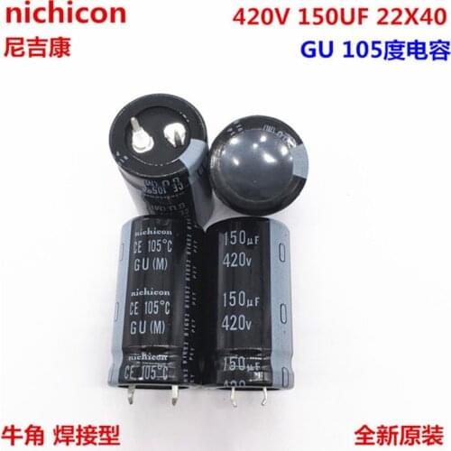 2PCS/10PCS 150uf 420v Nichicon GU 22x40mm 420V150uF Snap-in PSU Capacitor