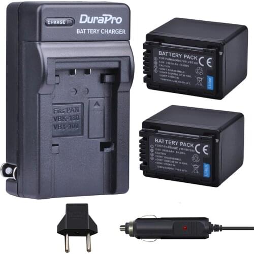 2pc VW-VBT380 VW VBT380 Li-ion Battery + Car Charger for Panasonic HC-V180GK HC-V380GK HC-W580GK HC-W580MGK HC-V110 HC V130 160