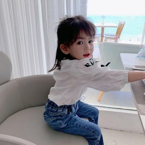2021 Girls Shirt 2020 Korean Version Of The New Female Baby Floral Shirt Childrens Cotton Spring Autumn Long-sleeved Shirt
