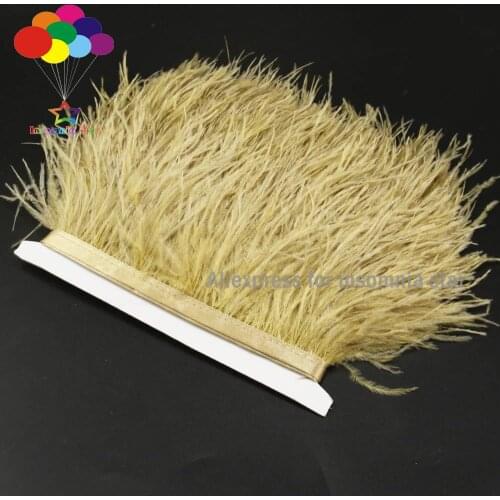 3-6INCH Ostrich trim Vanilla Ostrich Feather Fringe Khaki Sand tassel DIY Craft plumas para manualidades