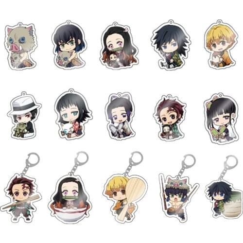 5 Pieces/Lot Cute Cartoon Demon Blade Key Chain Ring Anime Keyring Hot Sales