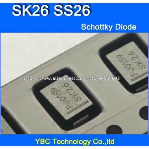 500pcs/lot SK26 SS26 SMB 2A/60V Schottky Diode