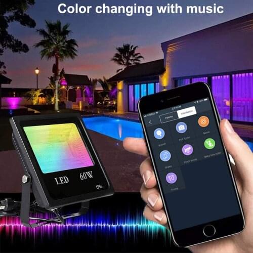 60W RGB Flood light Bluetooth 4.0 App Control LED Floodlights 16 Million Colors Group Control Timing LED Landscape Wall Light