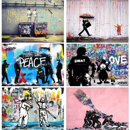 Banksy Street Art " Life Is Short Chill The Duck Out" Posters and Print Graffiti Canvas Painting Wall Pictures for Home Decor