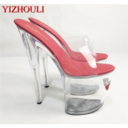 20 cm noble red lips are super tall and cool, transparent crystal fun, attractive, and sexy Dance Shoes