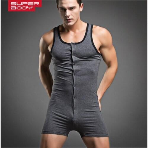 Excellent Fashion Men Soft Cotton Fabric Bodysuit Male Fetish Gay Male Underwear Sexy Undershirt Boxer Lingerie Fast Delivery