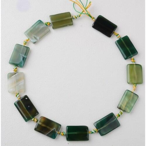2 strands/lot Natural Smooth green rectangle Agates smooth stone beads For DIY Necklace Jewelry Making Loose 15" Free Shipping