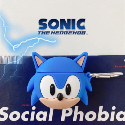 For AirPods Pro Case Cute Cartoon Silicone Anime Sonic Earphone Cover for Apple Air Pods 12 Case Accessories with Hook Cover