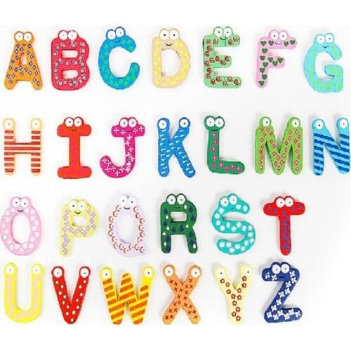 Wooden Fridge Magnets Set 26 Alphabet Intelligence Development for Kids Fridge Magnet Sticker Decor Kitchen Whiteboard Gadget