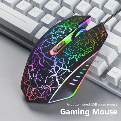 USB Wired Gaming Mouse 3600DPI Adjustable 6 Buttons Colorful Glare Optical Mice Ergonomic Computer Mouse for Laptop PC Gamer