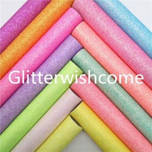 Glitterwishcome 21X29CM A4 Size Neon Glitter Leather, Fine Glitter Leather fabric with Soft Velvet Backing for Bows, GM846A