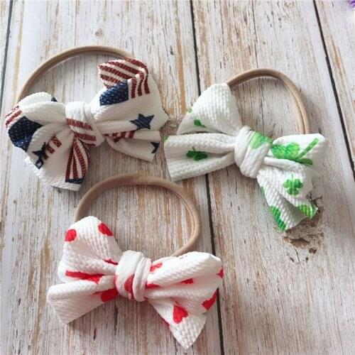 2Pcs/Set Big Bow Headband Handwork DIY Printing Cotton Headwear For Baby 2021 New