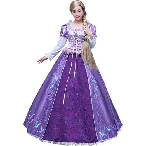 Anime Tangled Rapunzel Cosplay Costume Princess Rapunzel Adult Women Violet Formal Occasion Party Fancy Plus Size Dress D050488
