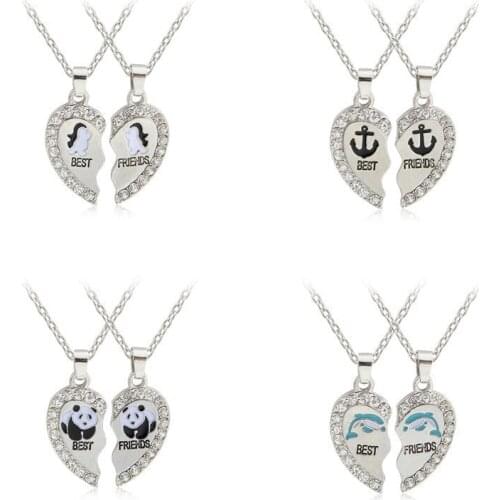 Best Friends Forever Pendant Necklace Broken Heart BFF Friendship Best Friends Matching Necklace for 2 Birthday Christmas Gifts