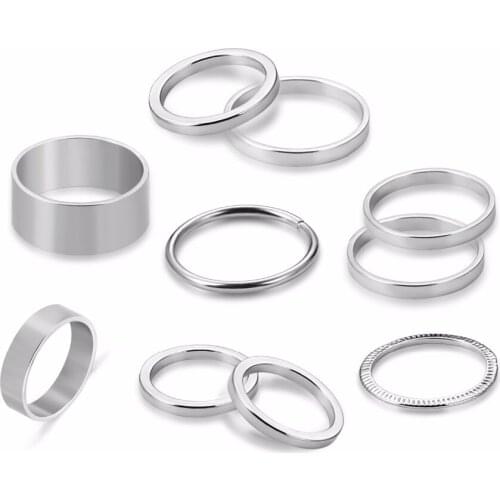 Lureme 10PCS Simple Retro Boho Punk Joint Knuckle Ring Sets Finger Rings for Women Girls (rg001959)