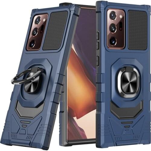 Magnetic Metal Ring Stand Armor Shockproof Case For Samsung Galaxy Note 20 Ultra S21 FE Soft TPU Bumper Hard PC Back Cover Coque