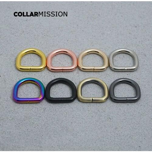 10pcs/lot 15mm Metal Non-Welded Nickel Plated Hardware D Ring For Luggage Backpack Cat Dog Collar-Strap DIY Accessory 4 Colours