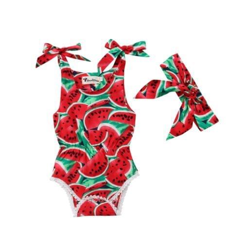 Sweet Baby Girl Bodysuit Outfit Sunsuit Outfits Newborn Infant Watermelon Jumpsuit Size 0-24M