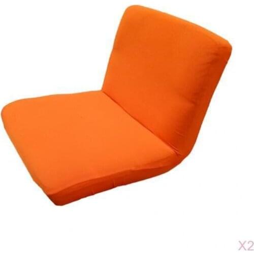 Set of 2 Orange Low Back Chair Stool Seat Cover with Elastic Band for Wedding Kitchen Dining Bar Club Receptions Decoration