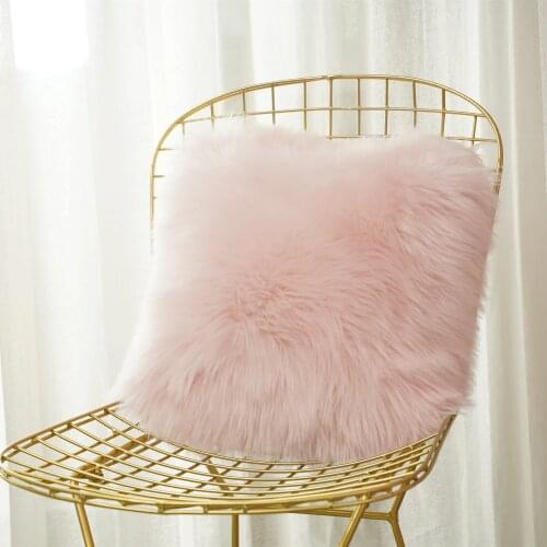 New Artificial Wool Fur Sheepskin Cushion Cover Hairy Faux Plain Fluffy Soft Throw Pillowcase Washable Solid Pillow Case