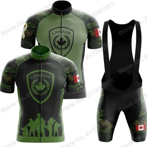 New Canada Army 2021 Mens Cycling Jersey Set Summer Bicycle Clothing Road Bike Shirts Suit Bicycle Bib Shorts MTB Ropa Maillot