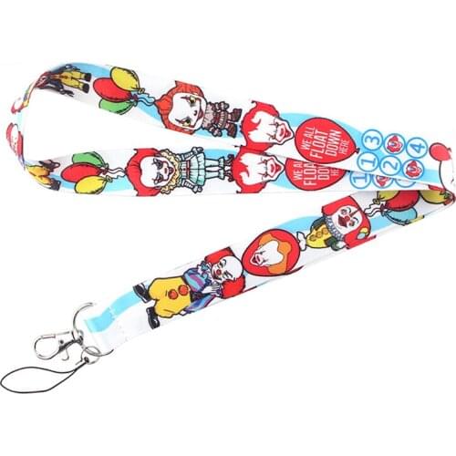 ZF656 1pcs Funny Clown Movie Ghost Creative Lanyard Badge ID Lanyards Mobile Phone Rope Key Lanyard Neck Straps Accessories