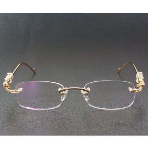 Computer Glasses Frame with Stone Panther Eyeglasses for Decoration Clear Glasses for Reading Fashion Eyewear for Men Women