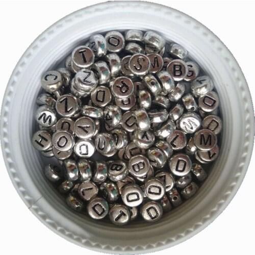 Wholesale 500pcs 3600PCS Silver Tone MIxed A-Z Acrylic Letters Beads Flat Round Coin Shape DIY Jewelry Bracelet Alphabet Beads