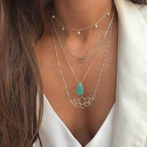 Gold color Choker Necklace for women flower blue stone Pendant Chain Necklaces & Pendants Lace velvet chokers Fashion Jewelry