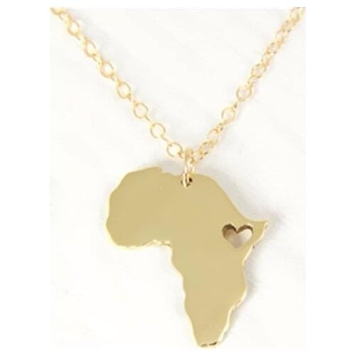 African Map Country of South Africa Map Necklace Adoption Necklace Ethiopia Ciondolo Africa love Heart Necklaces jewelry