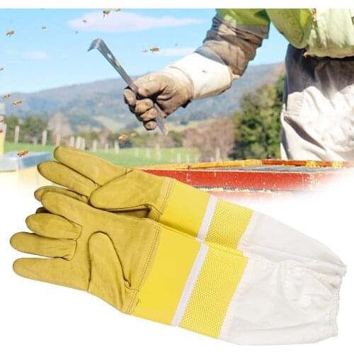 Beekeeping Gloves Yellow Sheepskin Breathable Net Cotton Protection Cloting Suit Equipment Anti Bee Sting Apiculture Tool