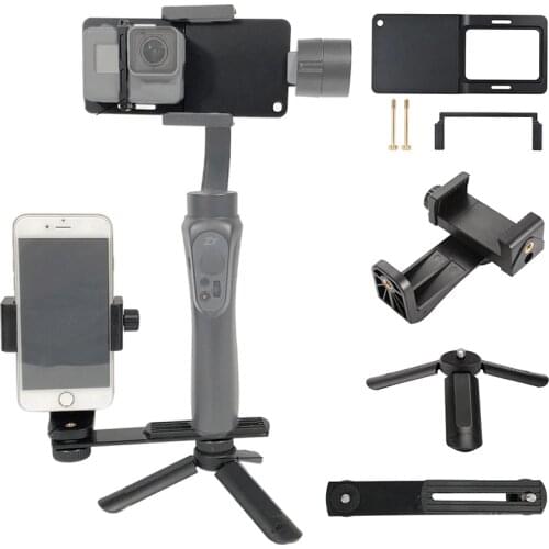 For GoPro 7 6 5 4 3+ SJCAM Adapter/phone Clip/Mini Tripod/Bracket for Zhiyun Smooth Q 3 DJI Osmo Mobile 2 Feiyu G5 Gimbal Mount