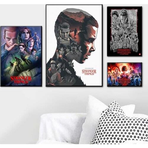 Stranger Things Posters TV Movie Prints Silk Canvas Painting Wall Art Pictures For Bedroom Kids Room Decor