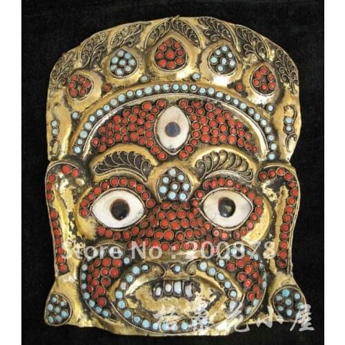 HDC0732 Nepal brass handicrafts,16*20cm,Tibetan home Bar decor Mask arts,folk arts