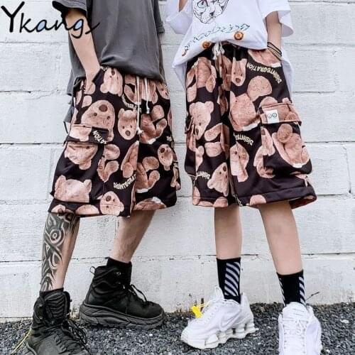 Harajuku Cartoon Print Korean Style Streetwear Goth Cargo Shorts Female Pocket Summer High Waist Sports Biker Cycling Shorts New