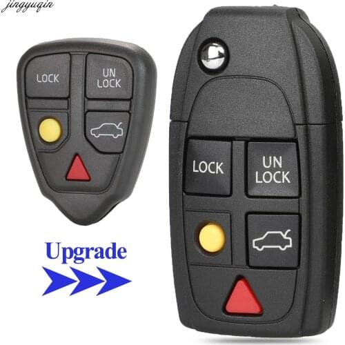 Jingyuqin Flip Folding Remote Car Key Case Shell For Volvo XC70 XC90 V50 V70 S60 S80 C30 4/5 Buttons New Replacement Fob